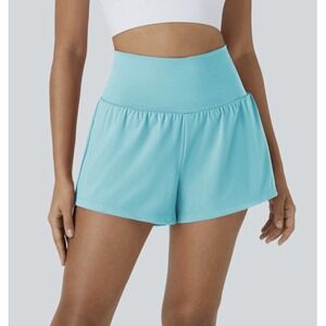 Halara SMALL SoftlyZero Airy Super High Waisted 3" Aqua Yoga Shorts W/Pockets